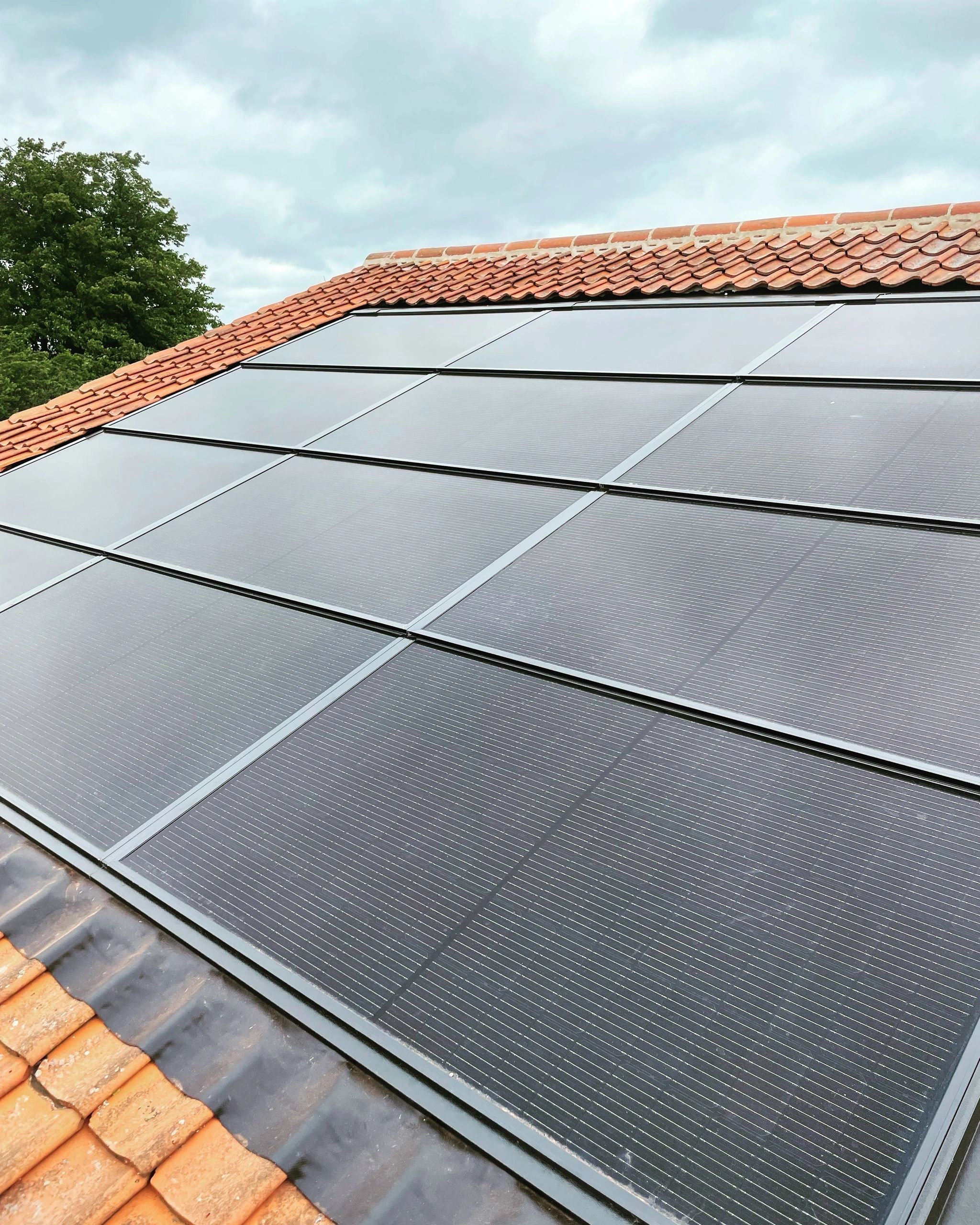 Solar panels installed on residential roof